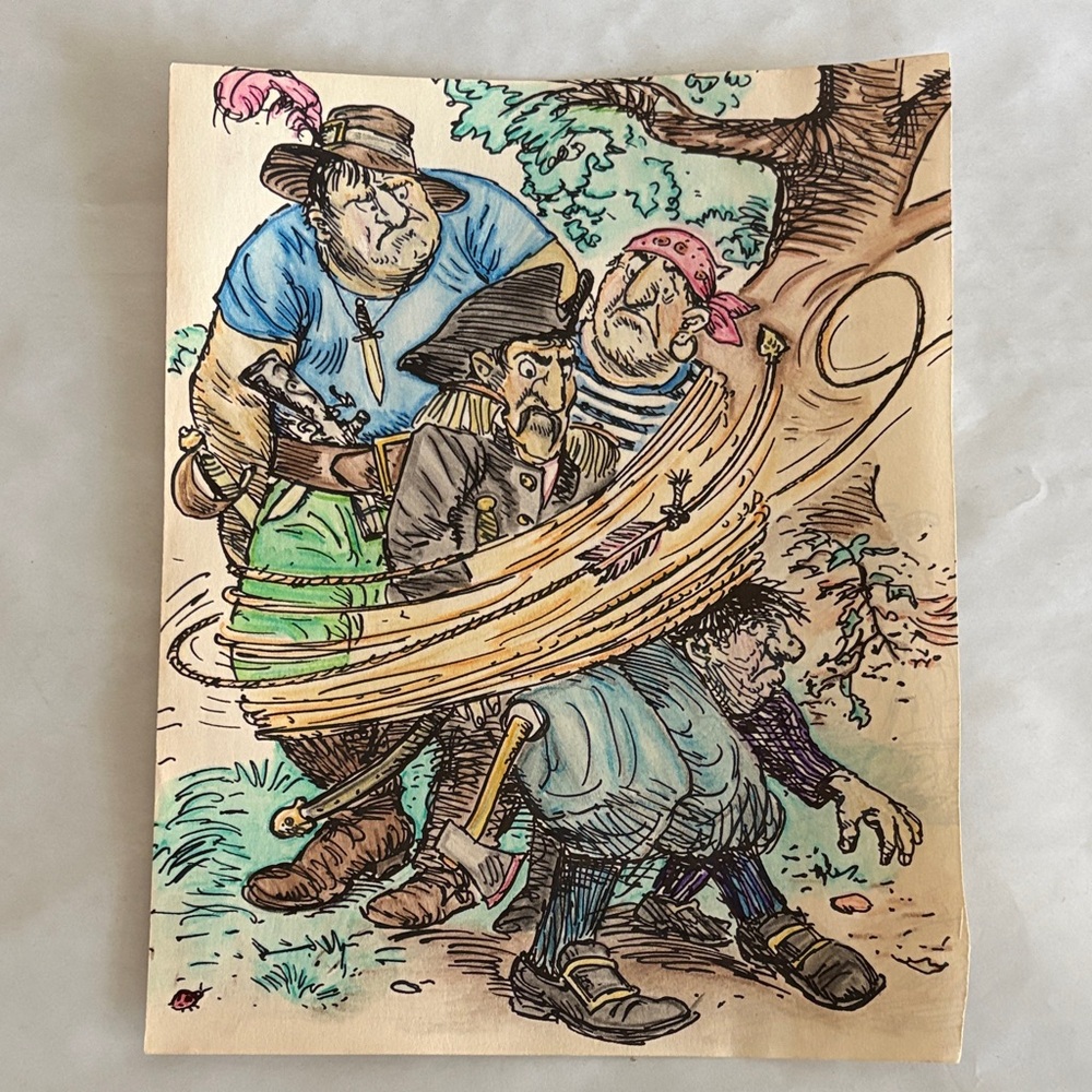Colorful Pirate Illustration Art Print 1950’s children’s book kids nursery room